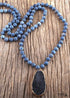 Boho Necklace, RH Precious Stone, Blue with Druzy